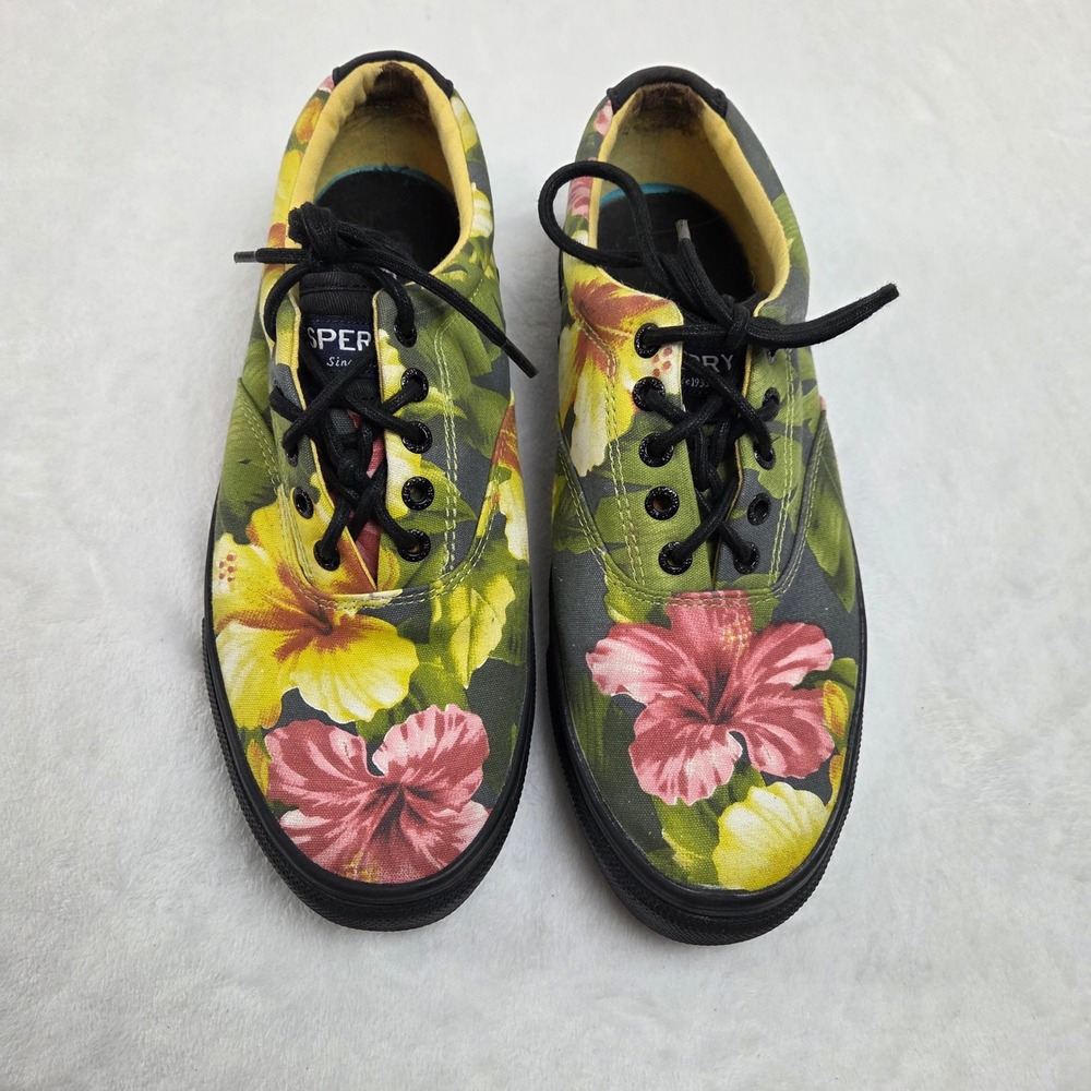 Sperry Top-Sider Men‎ 10 Hibiscus Floral CVO Canvas Sneakers Multicolor Tropical - Picture 4 of 9